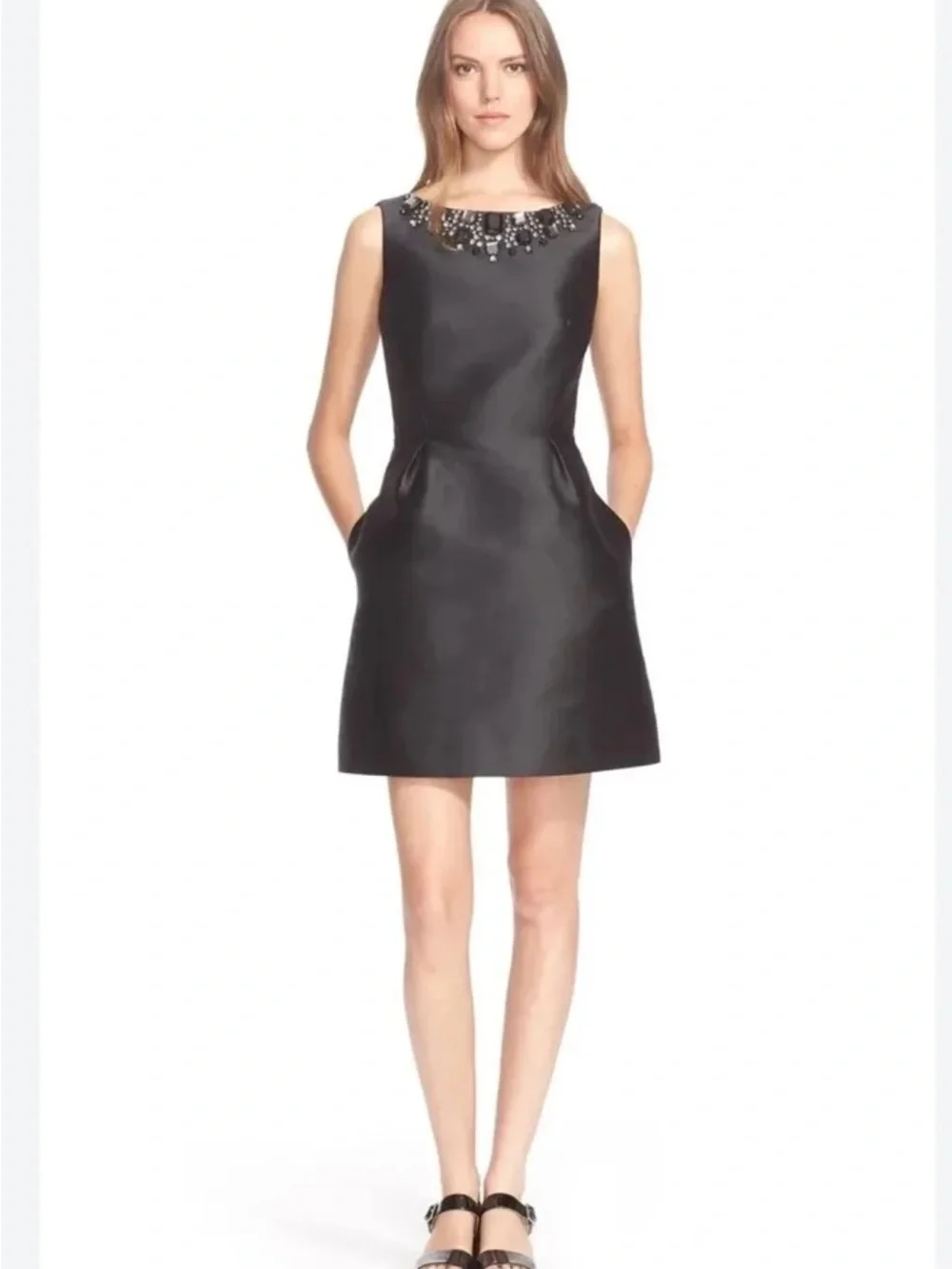 Kate Spade Blaze a Trail Open Back Embellished Silk Blend Dress w/ Pockets NWT 8